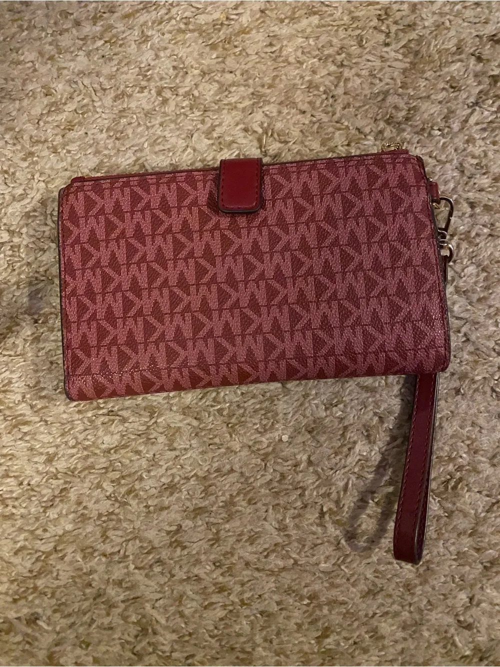 Michael Kors Burgundy Signature Wristlet Clutch